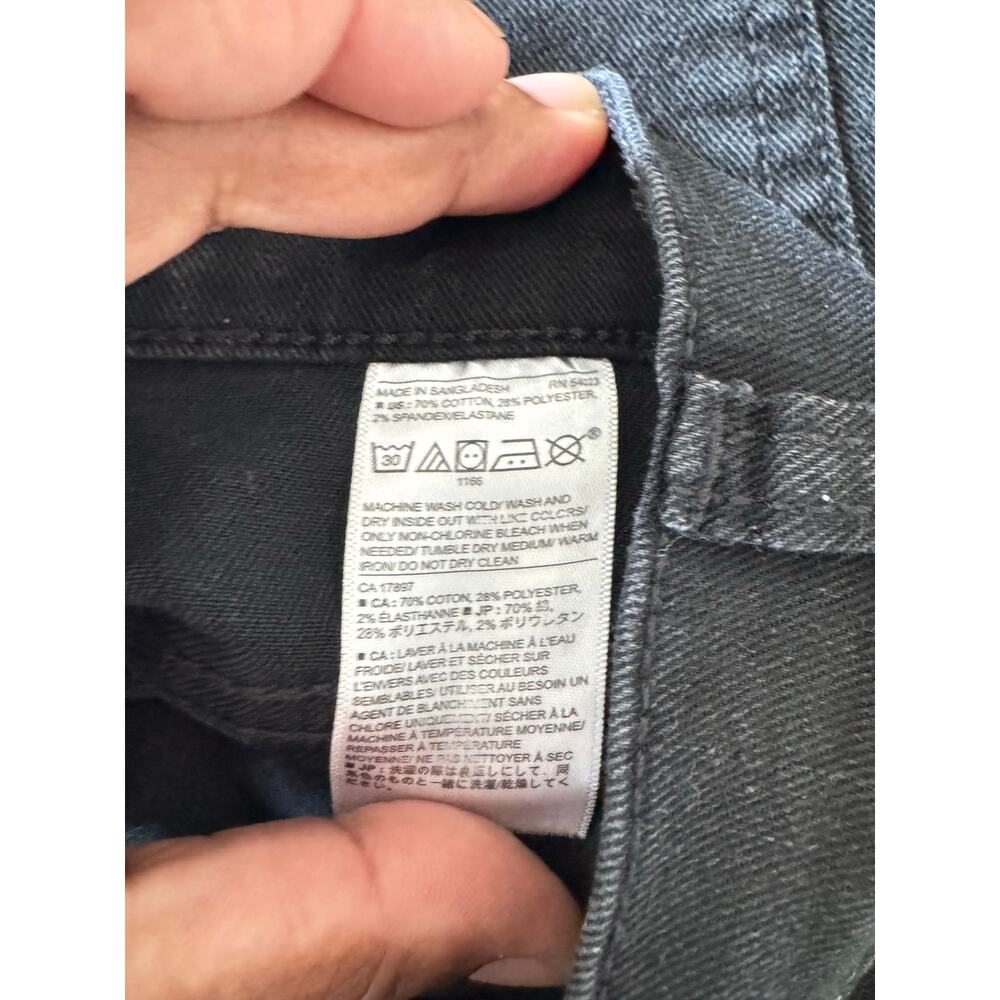 Banana Republic Womens Black Denim Midi Skirt Middle Split SIZE 6 Grunge Punk - Picture 2 of 6
